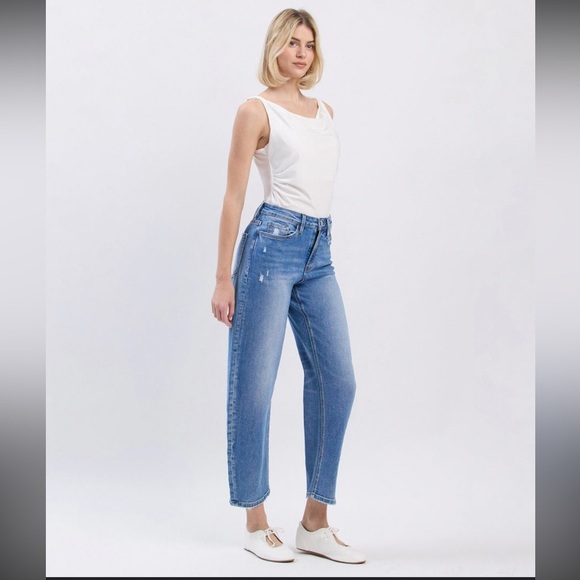 Vervet by Flying Monkey Women’s Jeans Sz 24 Distressed Straight Leg Medium Wash - Picture 1 of 5